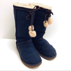 Navy Blue Tall Uggs with Pom poms